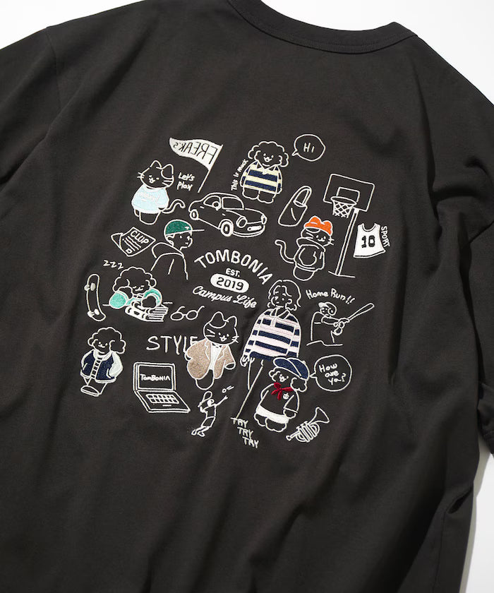 tombonia/Tombonia Back Print Crew Neck T-Shirt/Campus Life