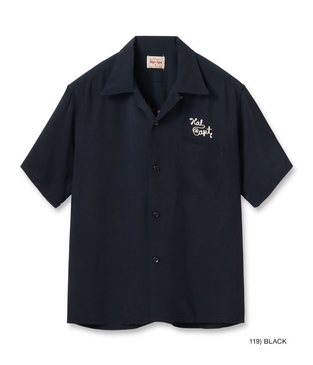 RAYON BOWLING SHIRT “CUSTOM BODY SHOP” - BLACK