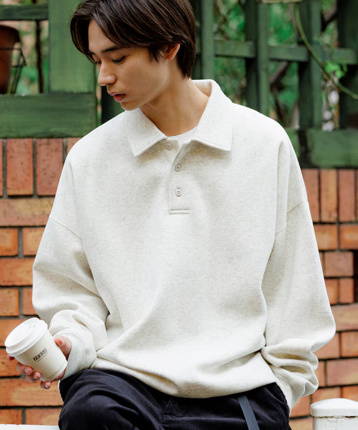Relaxed Fit Spindle Polo Collar Sweat / Hem Code [Limited Edition] - Ash Gray