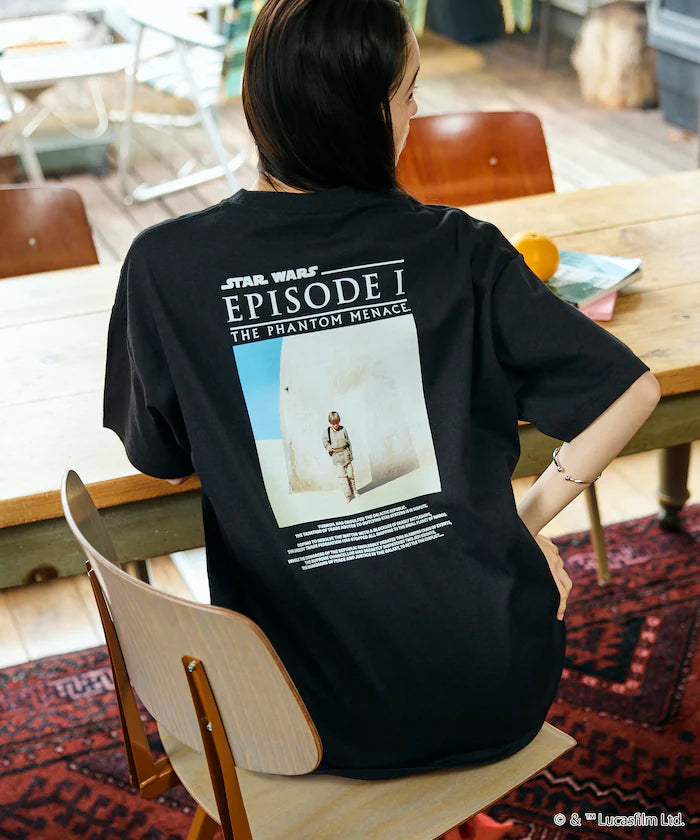 STAR WARS EPISODE 1/Star Wars Exclusive Big Silhouette Back Print Crew Neck T-shirt 【Limited Edition】 - Black