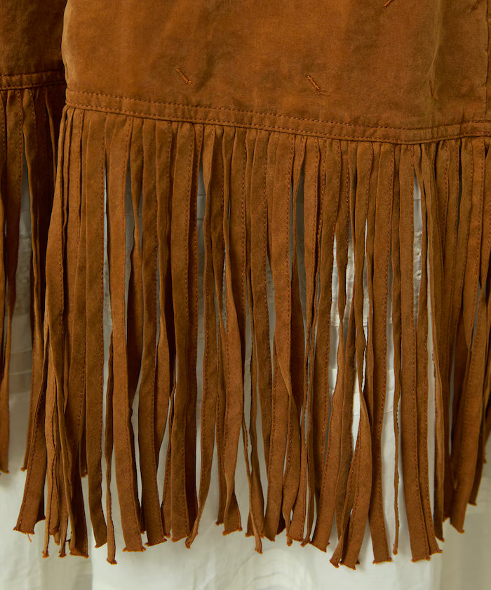Fade-Processed Fringe Mini Dress