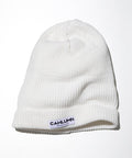Cotton Linen Roll Knit Cap - White