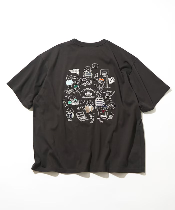 tombonia/Tombonia Back Print Crew Neck T-Shirt/Campus Life