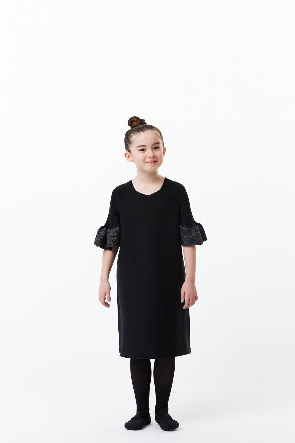 POTTERY KID GLITTER SHORT BELL SLEEVES FLARE DRESS
