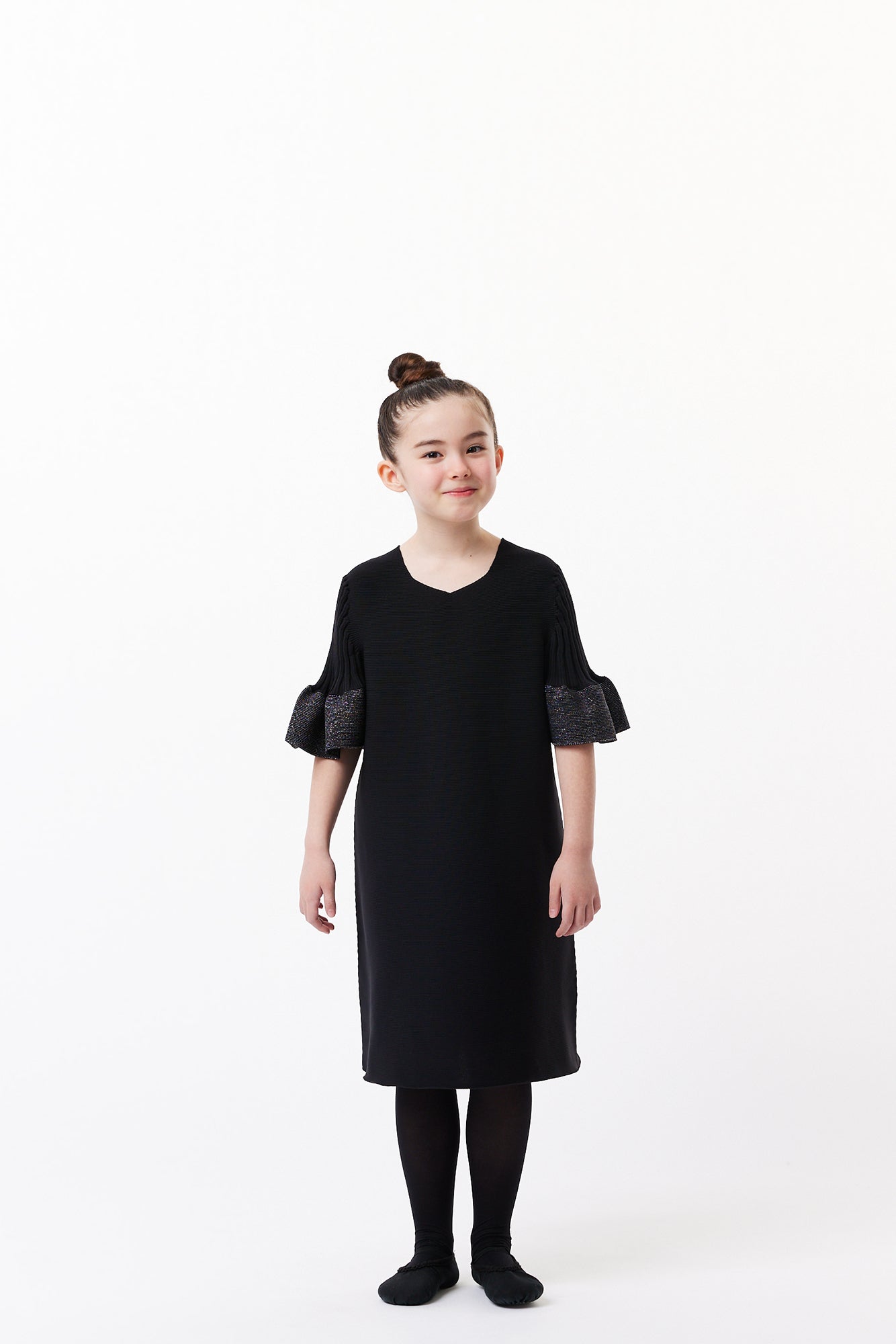 POTTERY KID GLITTER SHORT BELL SLEEVES FLARE DRESS