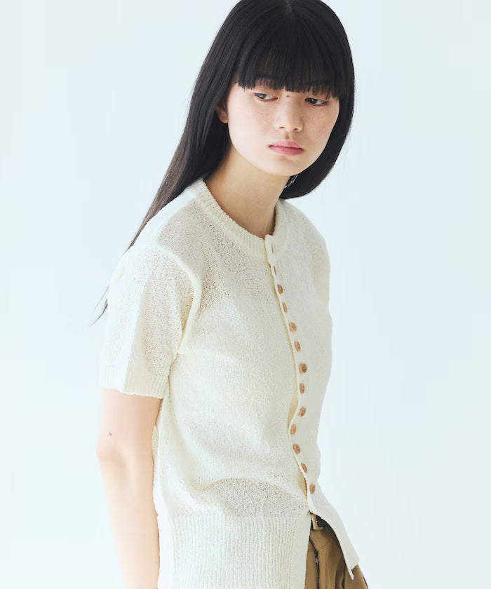 Wood Button Boucle Cardigan