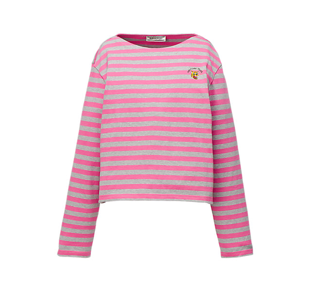 WOMEN'S LONG SLEEVED TEE - HEATHER GREY/PINK