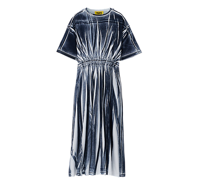 WOMEN'S PRINTED DRESS - WHITE/NAVY