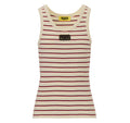 WOMEN'S KNIT TANK TOP - HEATHER BEIGE/RED