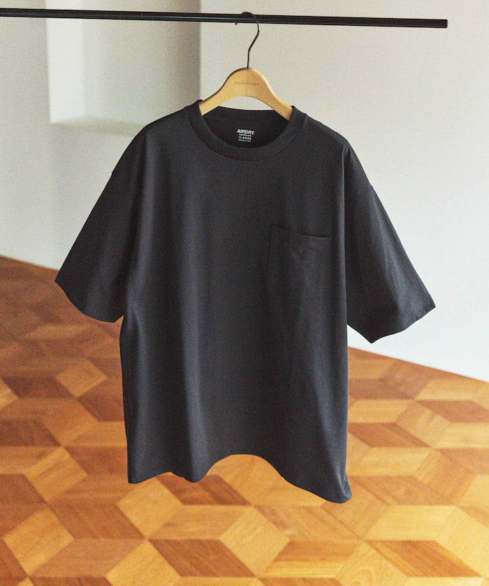AIRDRY HIGH TECHYARN 7.7oz Big Silhouette Crew Neck Pocket T-Shirt Quick-dry Heat Shield