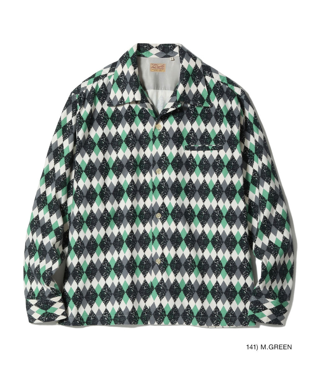 Mid 1950s Style Flannel Sports Shirt “DIAMOND” - M.GREEN