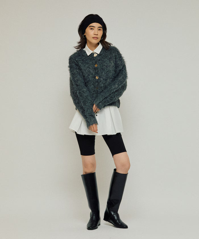 Variation Button Shaggy Knit Cardigan