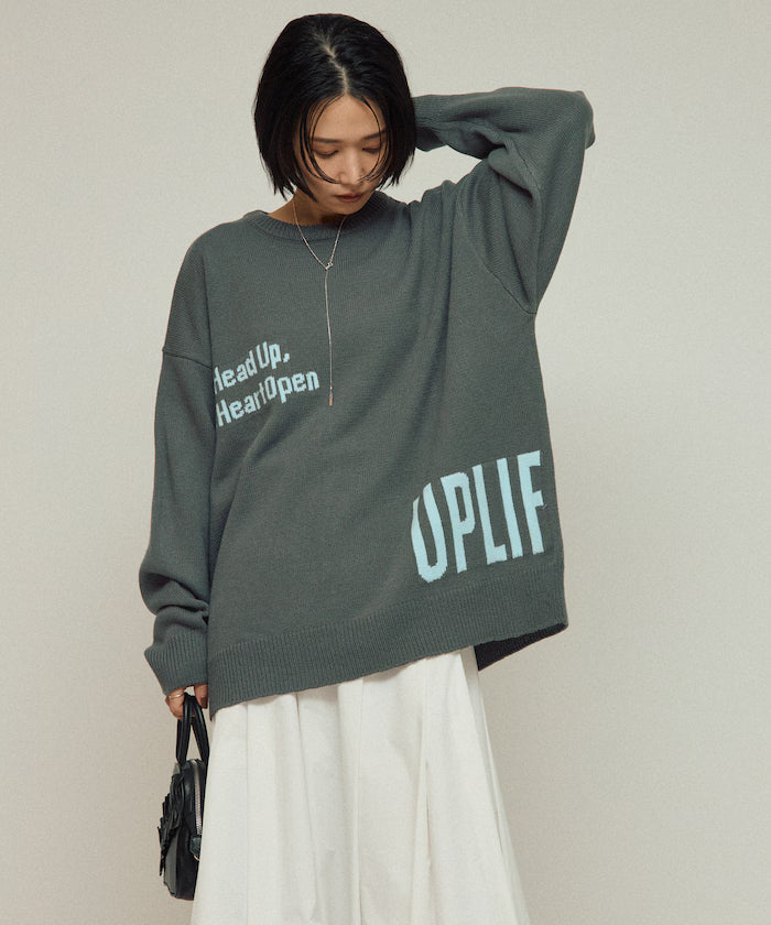 Sweat-like Lettered Knit / Jacquard Knit