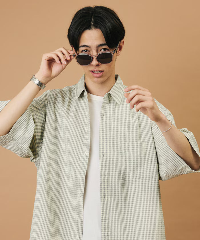FREAK'S STORE for BEACH & FES Seersucker Spindle Regular Collar Short Sleeve Shirt