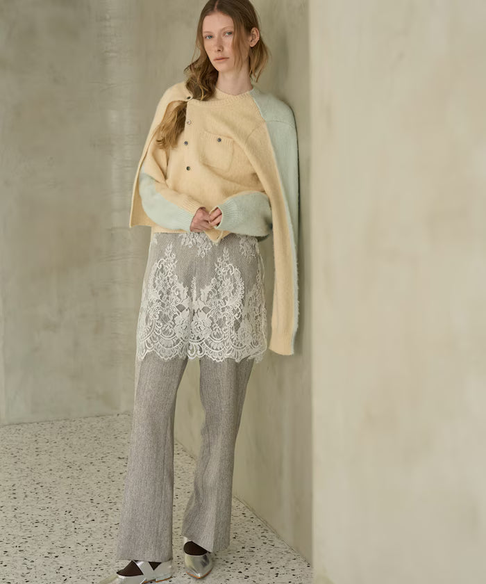Alpaca Blend Bicolor Knit Cardigan