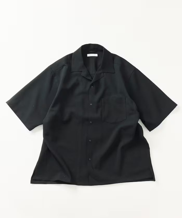 [New Color Addition] Quick-Dry Material Relaxed Fit Open Collar Short Sleeve Shirt Linen-Like