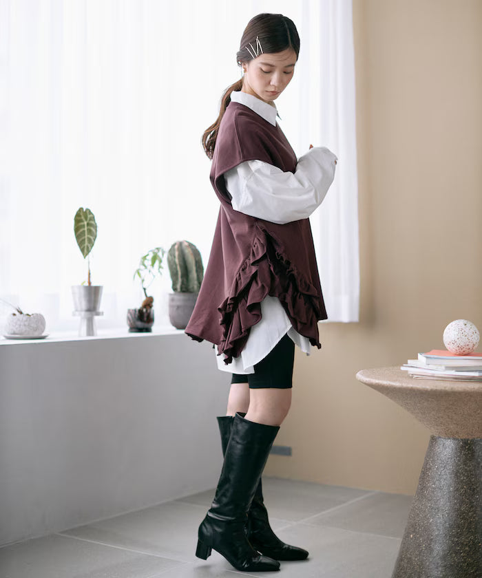 Organic Cotton Frill Hem Top / Relaxed Fit / French Terry Sweat / Best