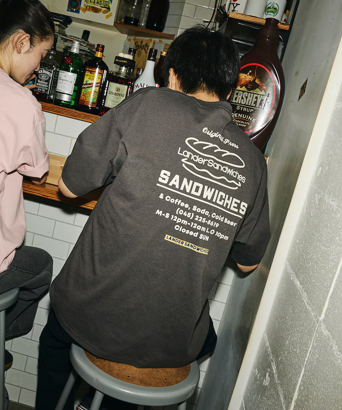 LANDER SANDWICHES×FREAK'S STORE/Lander Limited Edition Big Silhouette Back Print Crew Neck T-Shirt 【Limited Release】 - Charcoal