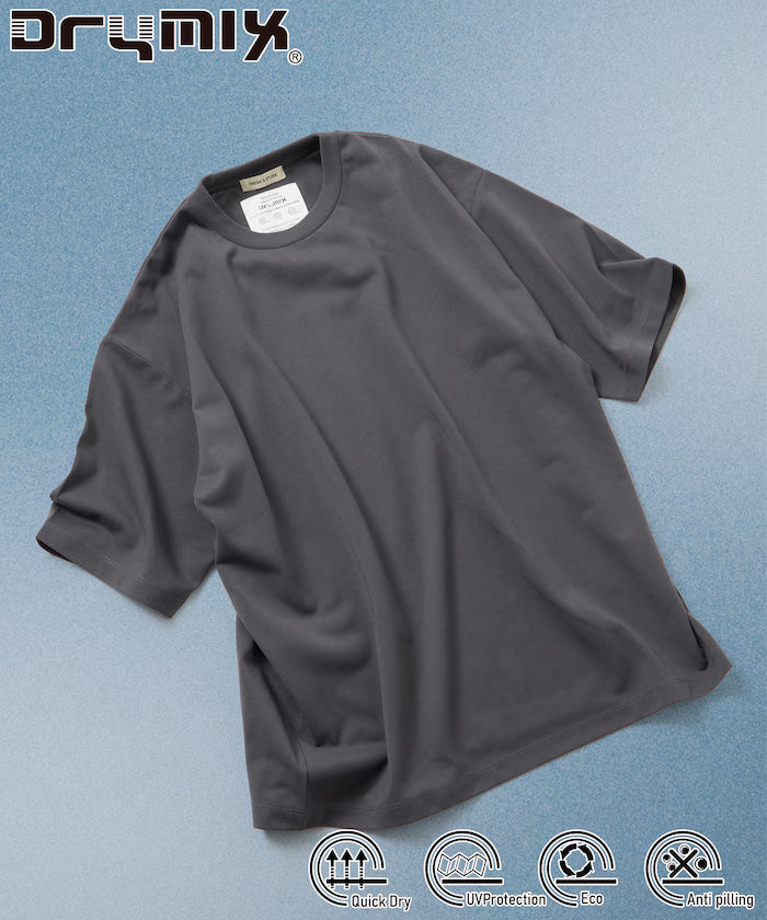 Limited Edition Drymix(R) Drymix Relaxed Fit Crew Neck Solid T-shirt Quick Dry UV Cut - Charcoal Gray