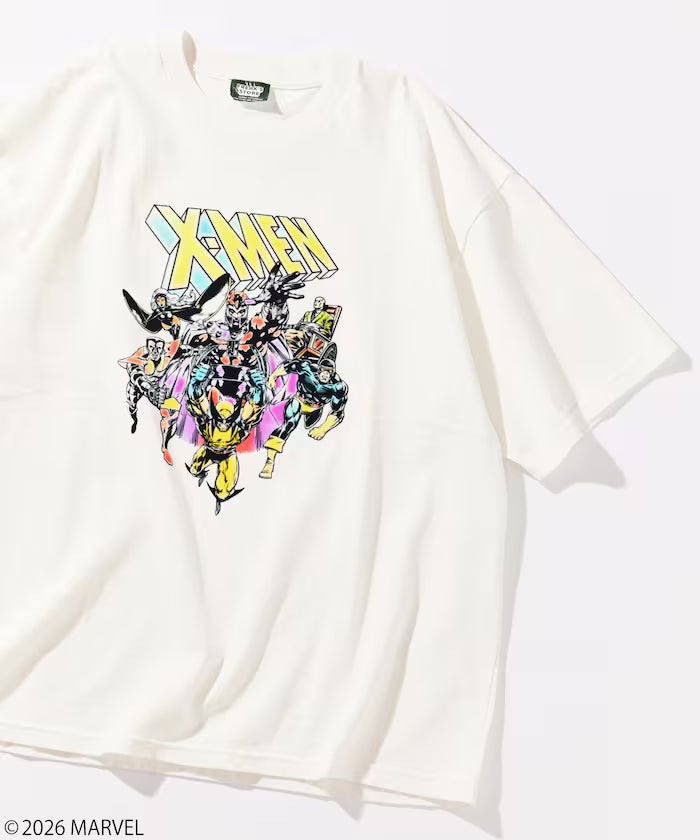 MARVEL/X-MEN Crew Neck T-Shirt / Static Flokki Processing - White