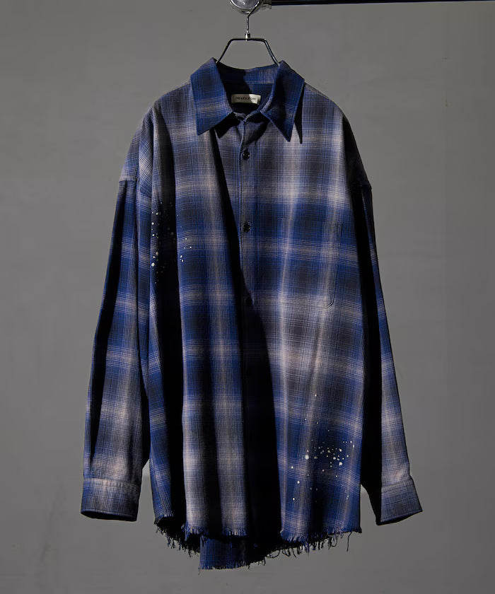 Relax Fit Relaxed Fit Bleached Ombre Check Flannel Shirt [Limited Edition]