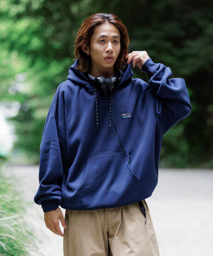 Big silhouette one-point logo pullover hoodie/hem cord/back brushed 【limited edition】
