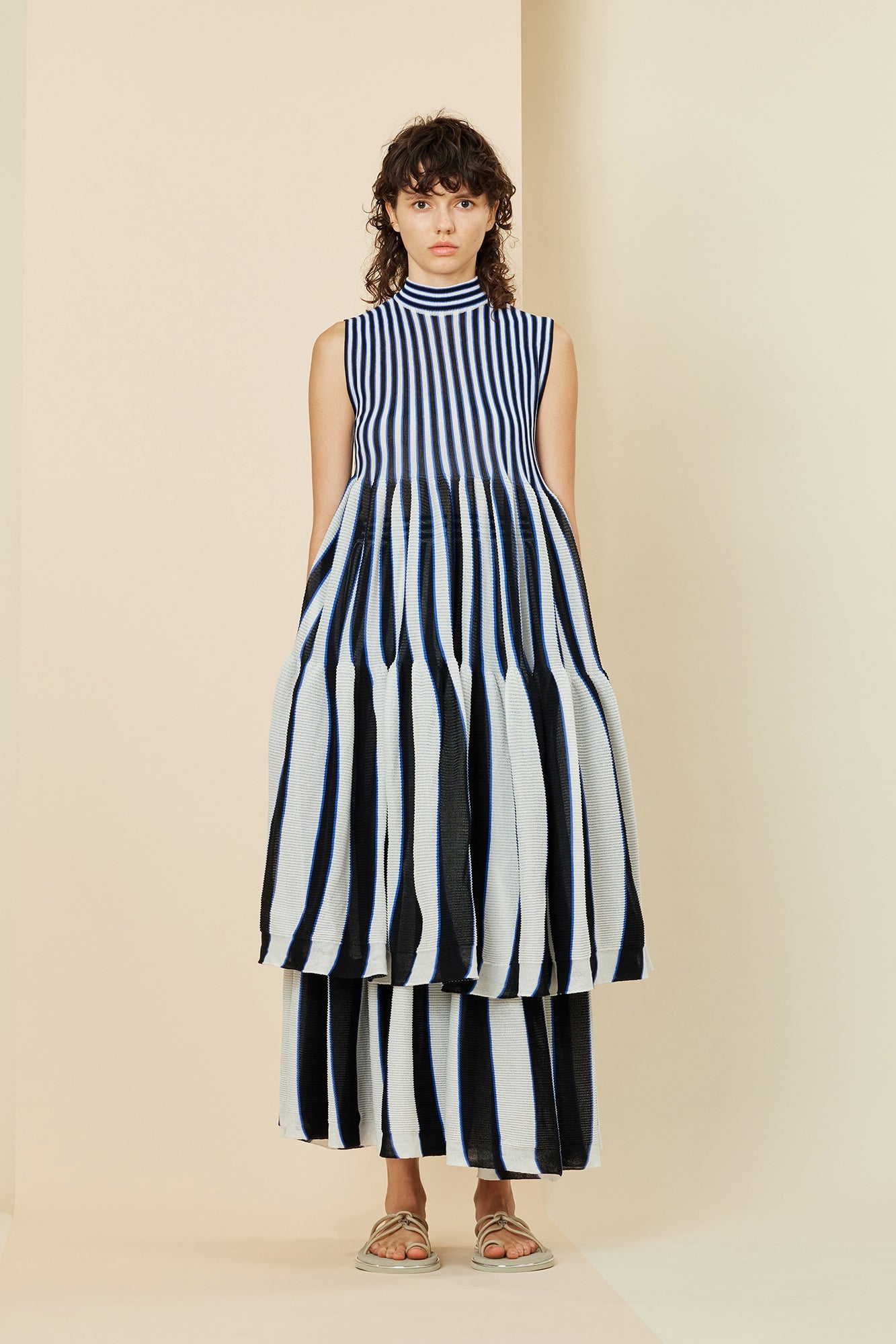 CASCADES SLEEVELESS TIERED MINI DRESS