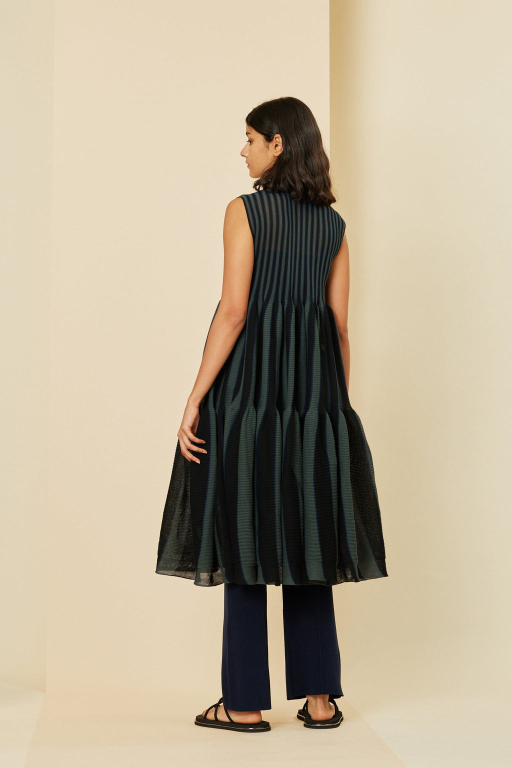 CASCADES SLEEVELESS TIERED MINI DRESS