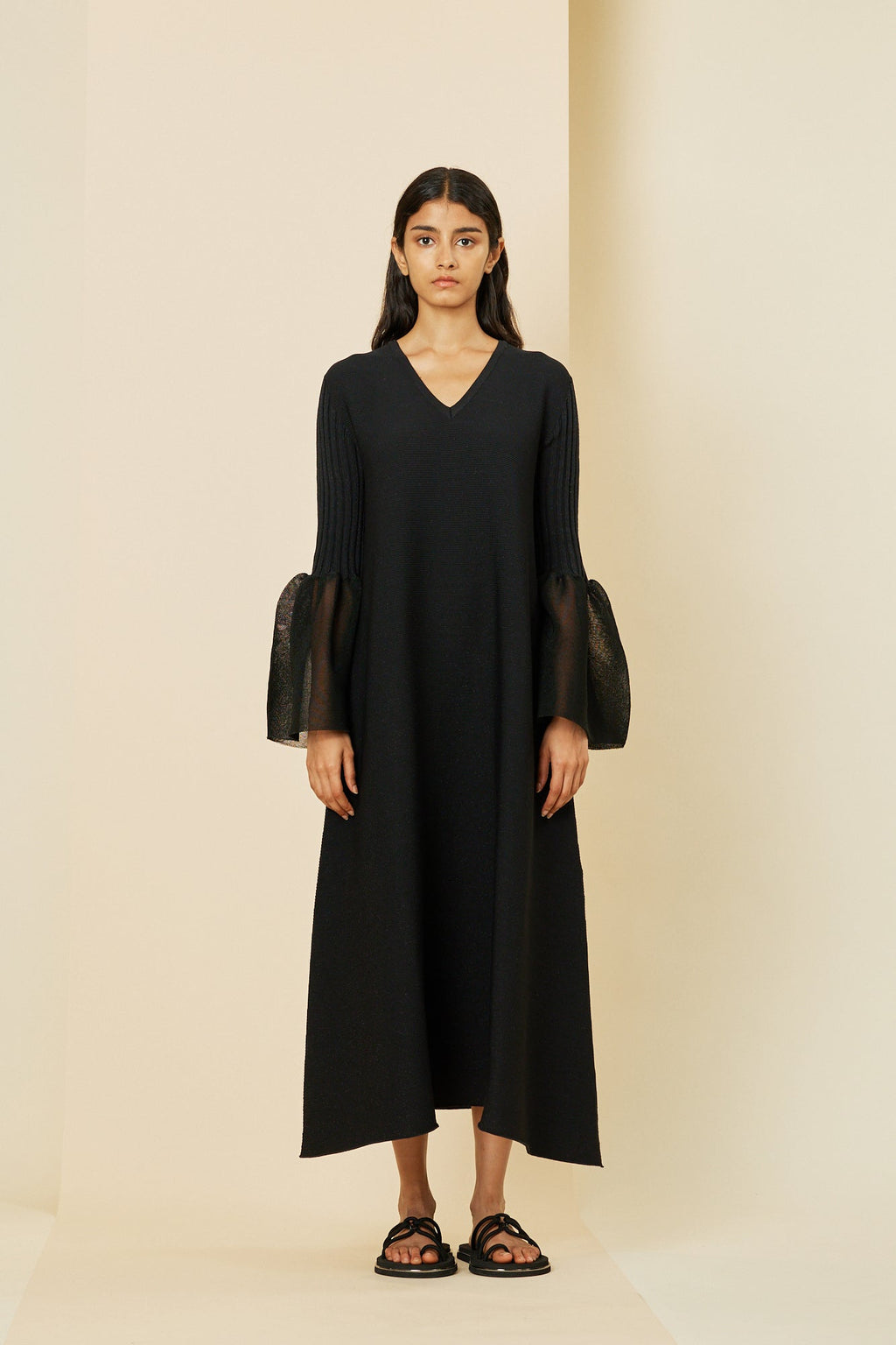 POTTERY LUCENT GLITTER LONG BELL SLEEVE FLARE DRESS