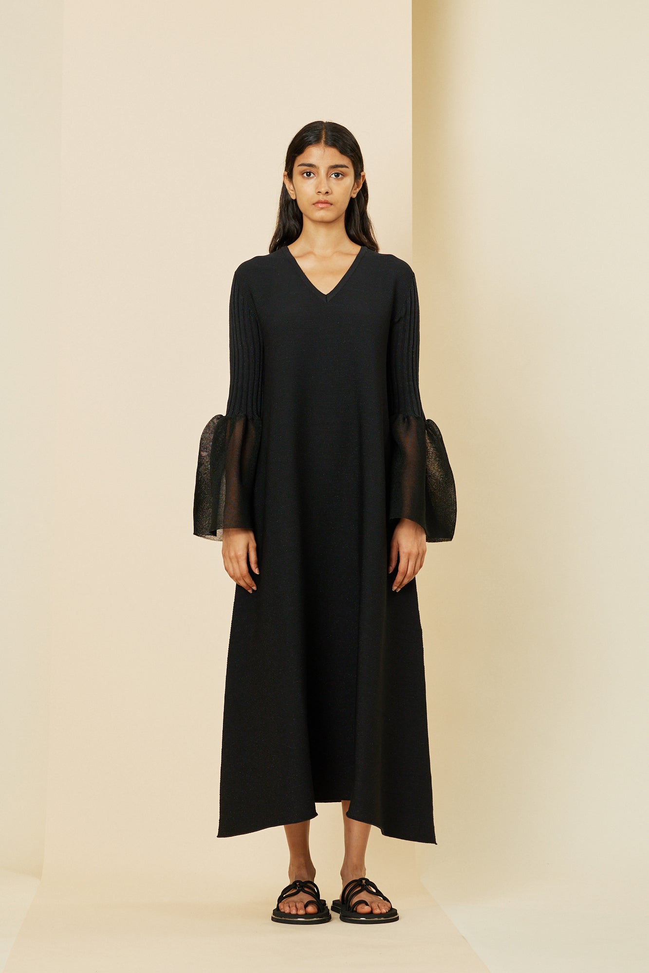 POTTERY LUCENT GLITTER LONG BELL SLEEVE FLARE DRESS