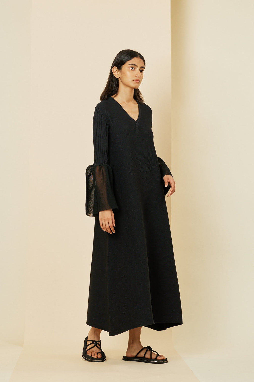 POTTERY LUCENT GLITTER LONG BELL SLEEVE FLARE DRESS