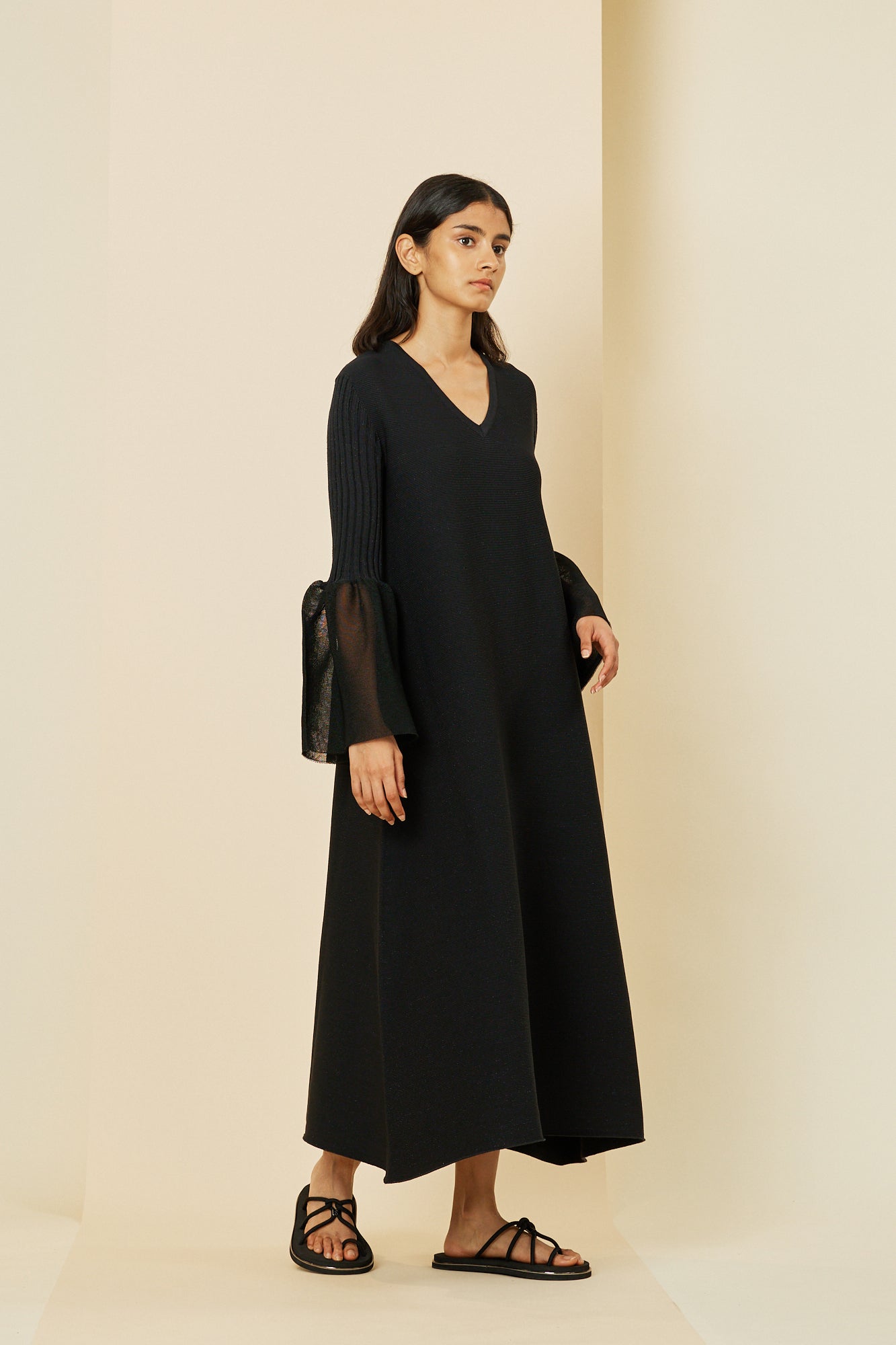 POTTERY LUCENT GLITTER LONG BELL SLEEVE FLARE DRESS