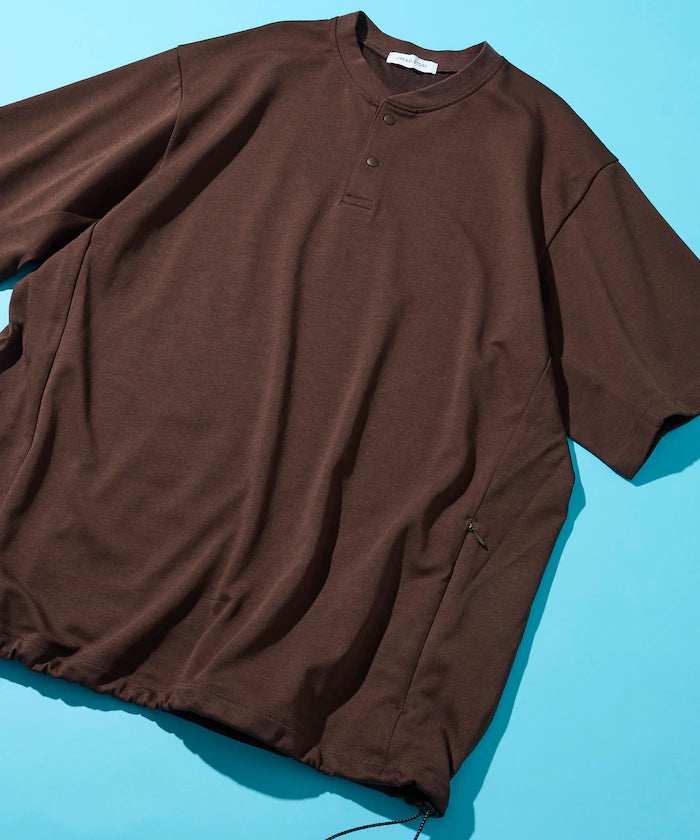 SUPER ICE / Super Ice Henry Neck Spindle T-Shirt Contact Cold Sensation / Quick Drying / UV Cut
