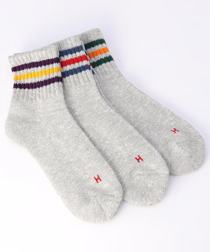Custom Slub 3-Line Quarter Socks (Fits 25.0-27.0cm) - Other/Pattern 1