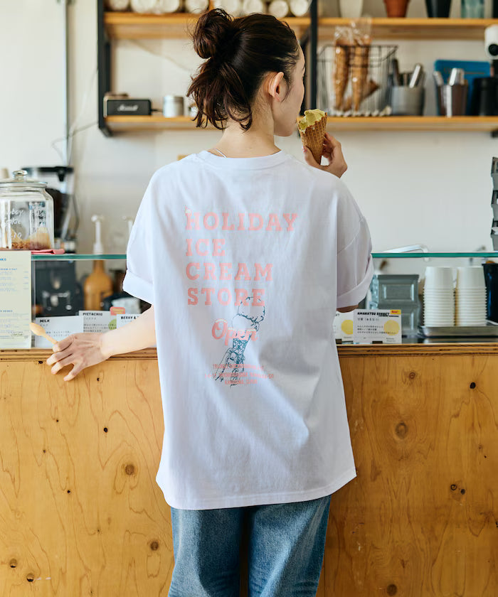 HOLIDAY ICECREAM×FREAK'S STORE Collaboration Big Silhouette Back Print Crew Neck T-Shirt [Limited Edition]