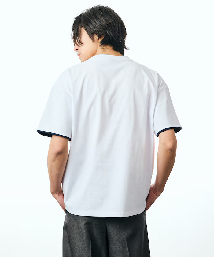 Limited Edition Relaxed Fit Color Block Fake Layered Crew Neck T-Shirt