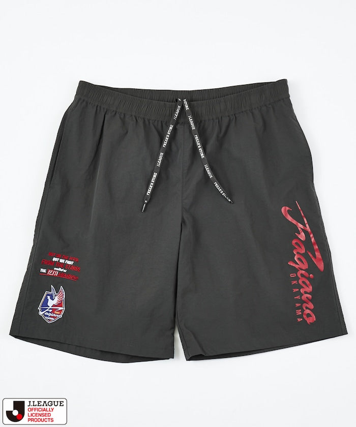 [May 15, 12:00 Start of Sales] J.LEAGUE × FREAK'S STORE Special Order SUPPORTERS NYLON SHORTS [Fagiano Okayama] - Charcoal Gray
