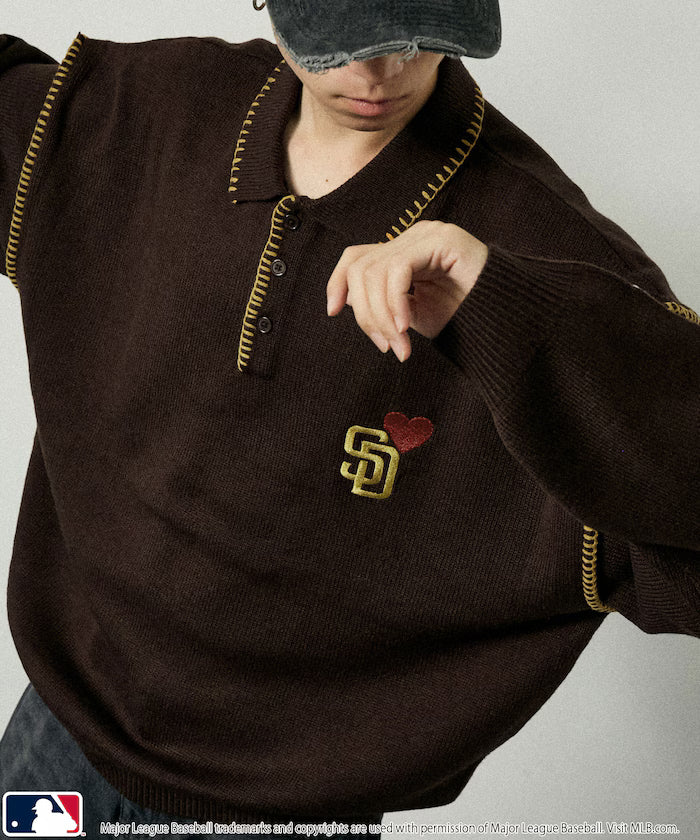 Custom STITCH KNIT POLO - Brown