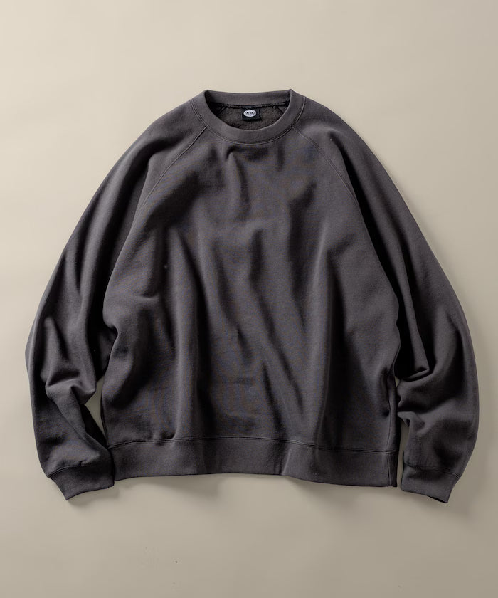 12oz Heavyweight Big Silhouette Raglan Sleeve Crew Neck Sweatshirt 【Limited Edition】 - Charcoal