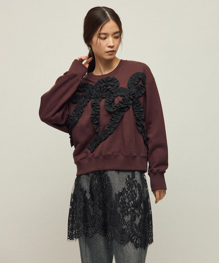 Organic Cotton Gather Ribbon Sweat / Relaxed Fit / French Terry Sweat