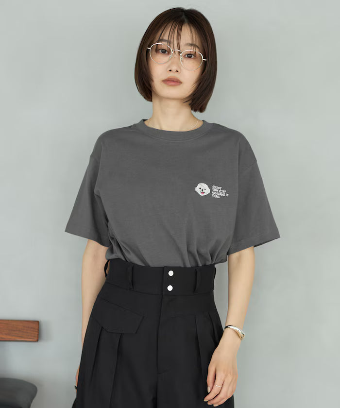 Organic Cotton One Point Animal Embroidery T-Shirt