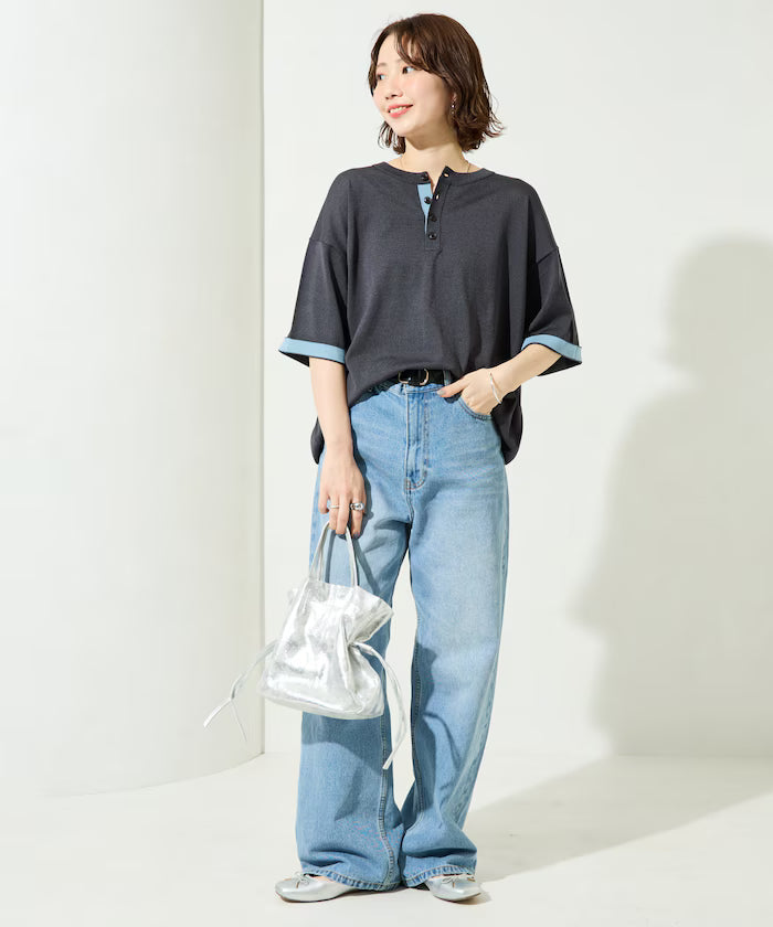 Relax Fit Relax Fit Cool Touch Color Block Henry Neck Pullover 【Limited Edition】