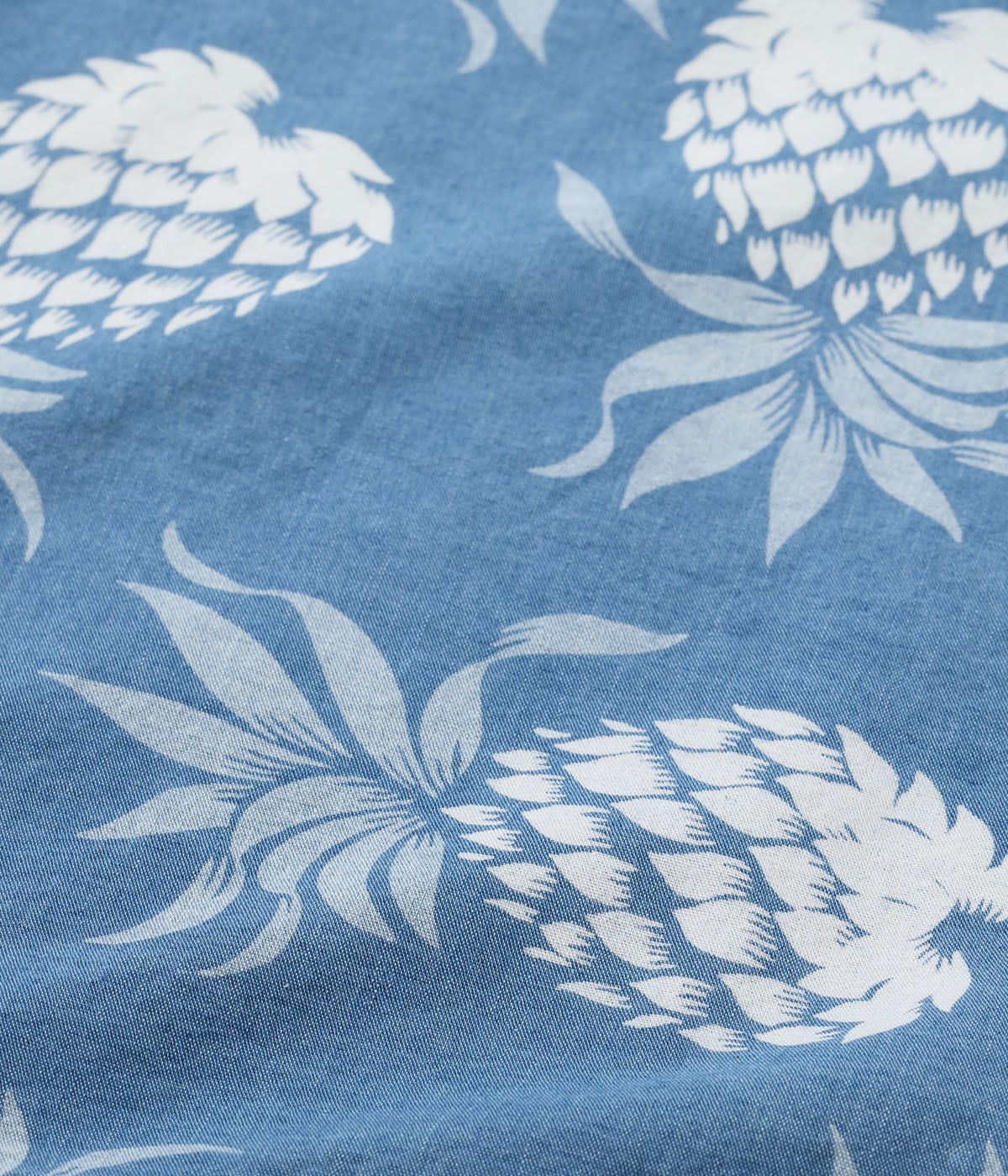 DUKE KAHANAMOKU INDIGO COTTON HAWAIIAN SHIRT “DUKE'S PINEAPPLE”
