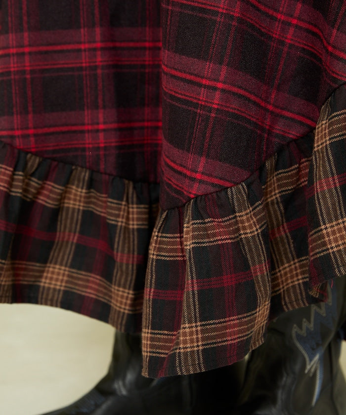 Nell Check Asymmetrical Frill Skirt