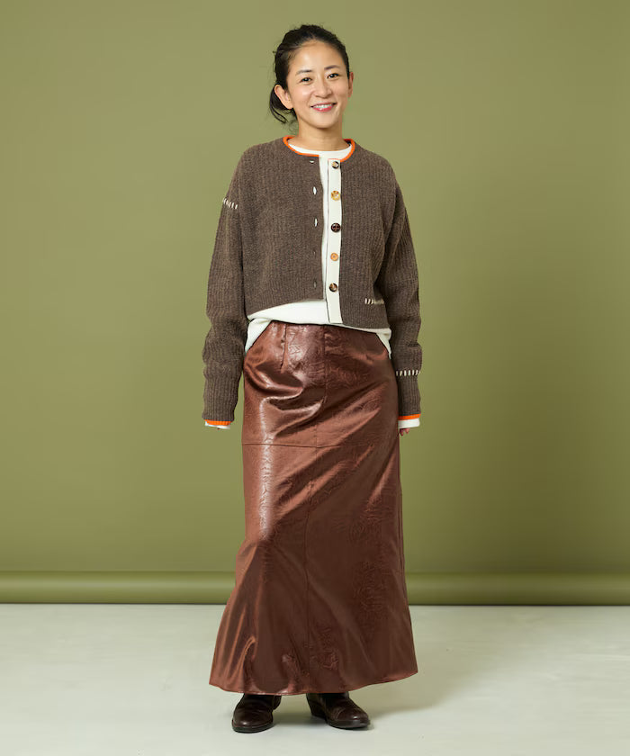 Short Length Color-block Knit Cardigan
