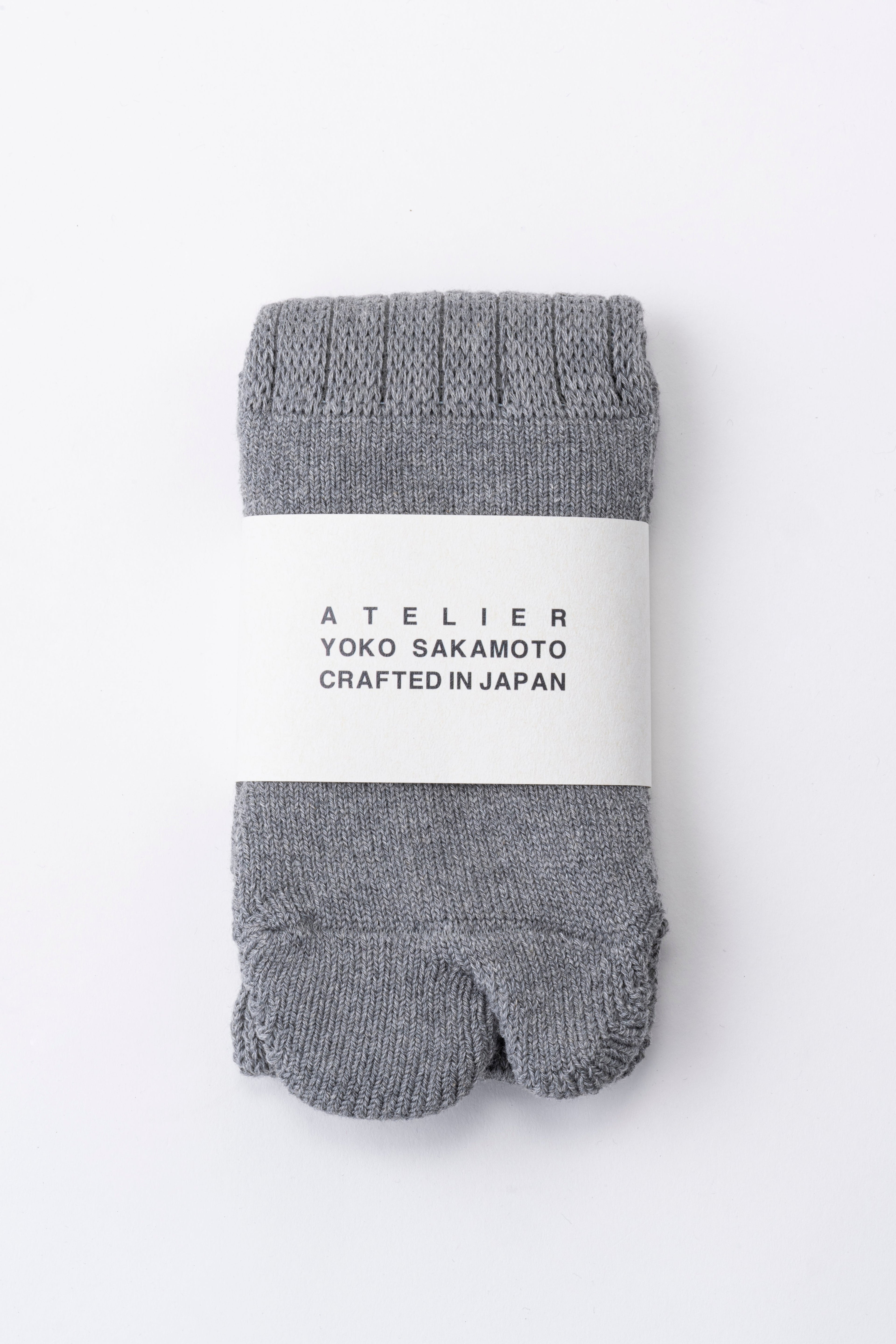COTTON TABI PILE SOCKS - HEATHER GRAY