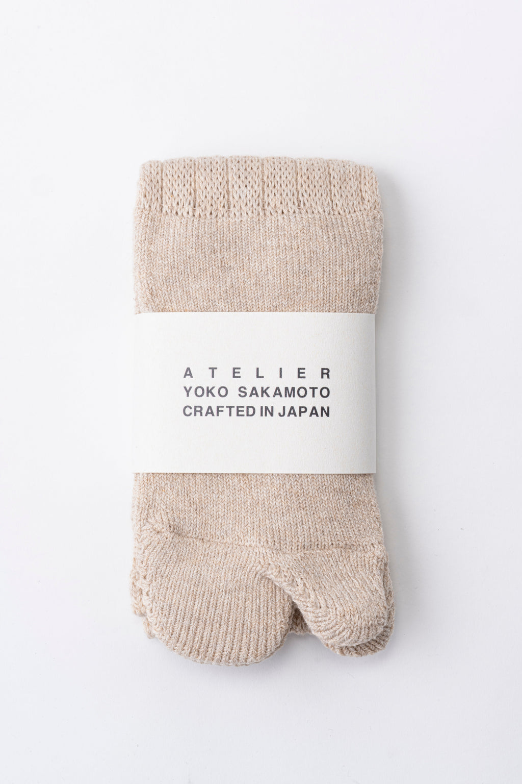 COTTON TABI PILE SOCKS - HEATHER BEIGE