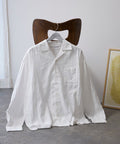 Dobby Woven Long Sleeve Open Collar Shirt / Big Silhouette - White