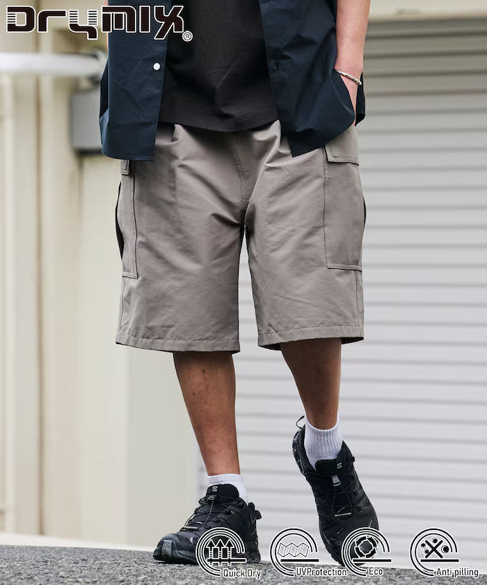 Limited Edition Drymix(R) Dry Mix Wide Silhouette Utility Short Cargo Pants Quick Dry UV Cut - Beige