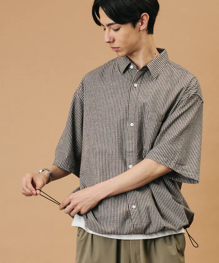 FREAK'S STORE for BEACH & FES Seersucker Spindle Regular Collar Short Sleeve Shirt